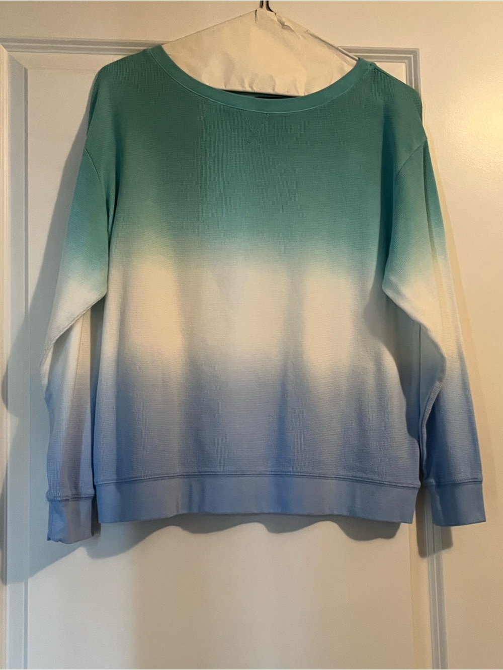 Splendid Ombre Crewneck Sweatshirt in Aqua, White & Light Blue